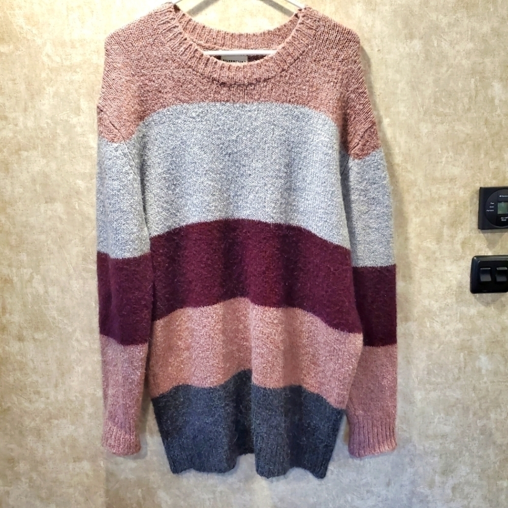 Silverflint Alpaca Wool Blend Colorblock Oversized Tunic Sweater